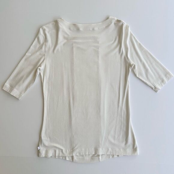 Akris Punto Ivory Stretch Modal Knit Top w/ Origami Fold Style Pleat Panel 8 US - Picture 12 of 16